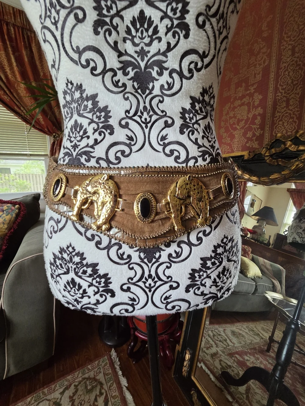 Y2k Streets AHEAD LEATHER Belt With Metal Leopards - Picture 1 of 16